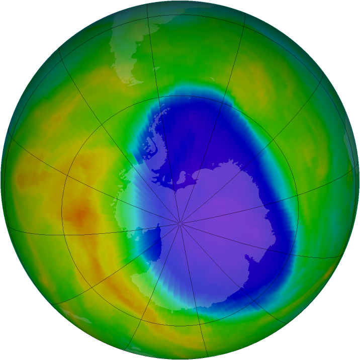 Antarctic ozone map for 24 October 1996